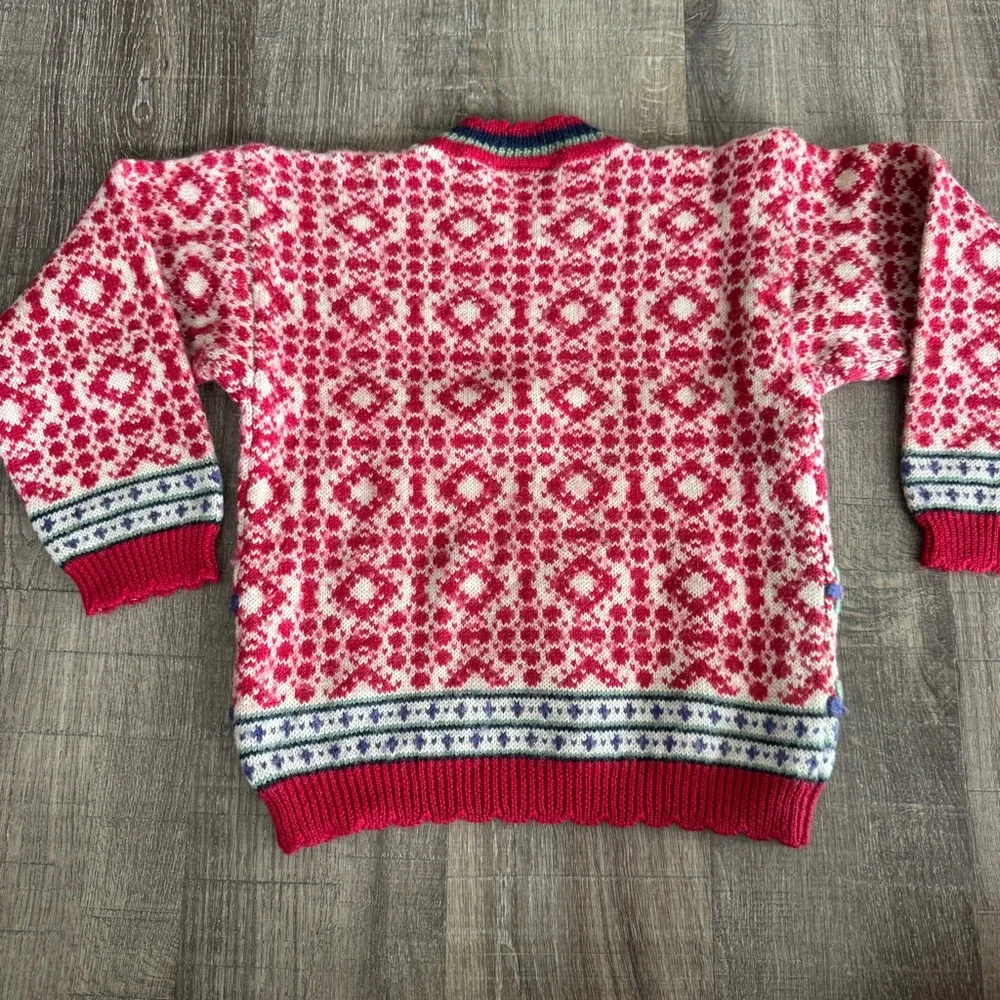 Kids Vintage Red Fair Isle Sweater with Floral Border